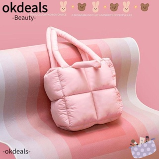 Okdeals กระเป๋าสะพายไหล่ กระเป๋าถือ ผ้าไนล่อน มีซิป สีพื้น สไตล์ยุโรป อเมริกา สําหรับสตรี