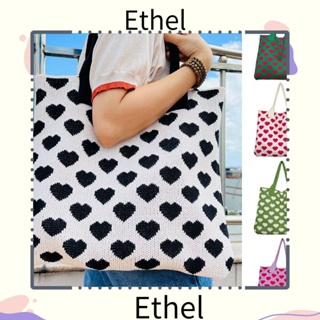 Ethel1 กระเป๋าสะพายไหล่ ผ้าถักโครเชต์ ฉลุลาย ความจุขนาดใหญ่ สําหรับผู้หญิง