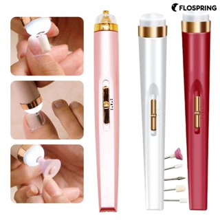 Flospring เครื่องเจียรเล็บไฟฟ้า 5 in 1 ความเร็วสูง ชาร์จ USB ประหยัดแรงงาน พร้อมไฟเจล ลบเล็บ แบบพกพา สําหรับร้านทําเล็บ