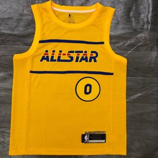 เสื้อกีฬาแขนกุด ลายทีมชาติตะวันตก All-star NBA Jersey Blazers 0 LILLARD HQ7 2021 พลัสไซซ์ QH7