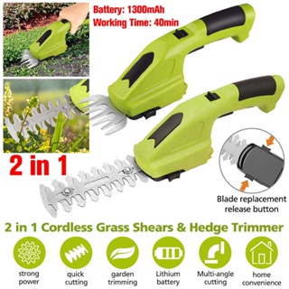 2in1 Electric Cordless Hedge Trimmer Mini Garden Edger Grass Shears Hand Held