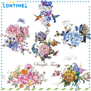 Lontime ชุดแพทช์สติกเกอร์ โพลีเอสเตอร์ ปักลายดอกไม้ ดอกโบตั๋น และกางเกง DIY