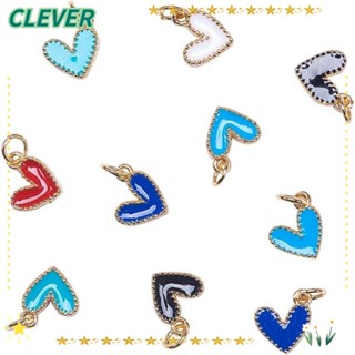 Clever จี้ลูกปัดทองเหลือง รูปหัวใจ สีแดง สีฟ้า สีเขียว สีชมพู สําหรับทําเครื่องประดับ DIY