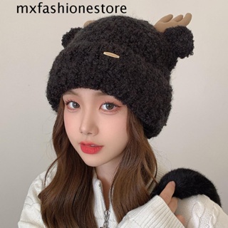 Mxfashione หมวกบีนนี่ ผ้าวูล ป้องกันหู ให้ความอบอุ่น สไตล์เกาหลี สําหรับใส่เล่นกีฬา เล่นสกี ขี่จักรยาน คริสต์มาส