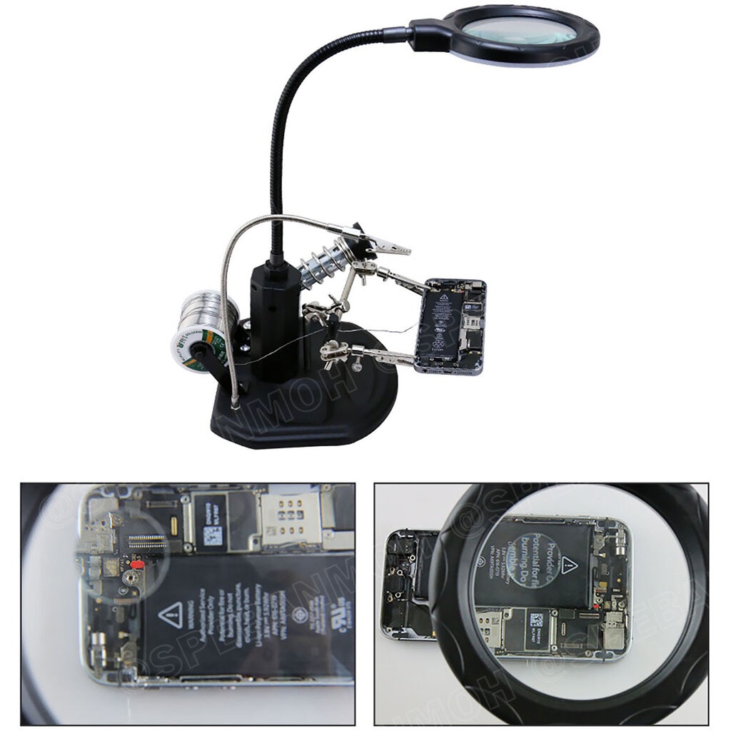 ST-308L แท่นวางหัวแร้ง + แท่นจับชิ้นงานบัดกรี พร้อมไฟ LED ส่องชิ้นงาน และ ช่องใส่ตะกั่ว Tin wire racj Adjustable PCB ... - รูปที่ 4