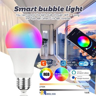 E27 Tuya Wifi สมาร์ทโคมไฟ15วัตต์หลอดไฟ Led Rgb Dimmable App ควบคุมกับ Alexa Google Home สมาร์ทชีวิต MOLISA MOLISA