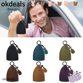 Okdeals กุญแจรถยนต์ แบบดึงออก ทนทาน ไม่ลื่น สีเหลือง หนัง PU สีดํา