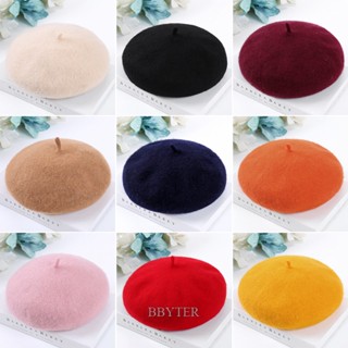 Bbyter พร้อมส่ง หมวกเบเร่ต์ลําลอง ผ้าขนสัตว์ สไตล์เกาหลี ญี่ปุ่น เรโทร สําหรับผู้หญิง