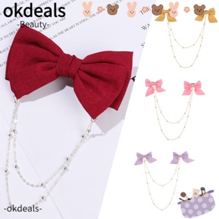 Okdeals กิ๊บติดผม ประดับโบว์ ริบบิ้น หรูหรา เครื่องประดับผม