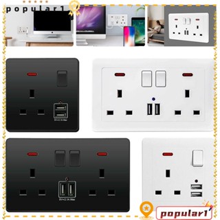 POPULAR ปลั๊กซ็อกเก็ตพลาสติก มีไฟ LED บอกสถานะ พอร์ตชาร์จ USB สําหรับตกแต่งบ้าน