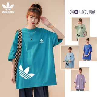 Adidas เสื้อยืดลําลอง ผ้าฝ้าย 100% แขนสั้น คอกลม พิมพ์ลายโลโก้ ขนาดใหญ่ สําหรับผู้ชาย และผู้หญิง เหมาะกับการเล่นกีฬา