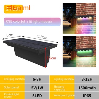 Eralml โคมไฟติดผนัง พลังงานแสงอาทิตย์ 3000k 6000k มุมกว้าง 120 องศา สําหรับสวน รั้ว กลางแจ้ง 2 ชิ้น