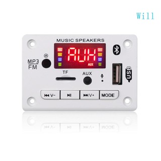 Will โมดูลถอดรหัสวิทยุ FM บลูทูธ 5V 12V MP3 5 0 สําหรับรถยนต์