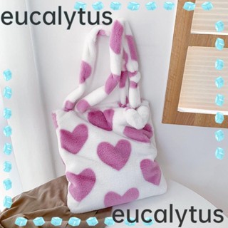 Eucalytus1 กระเป๋าสะพายไหล่ กระเป๋าถือ ขนปุย แฟชั่นฤดูใบไม้ร่วง