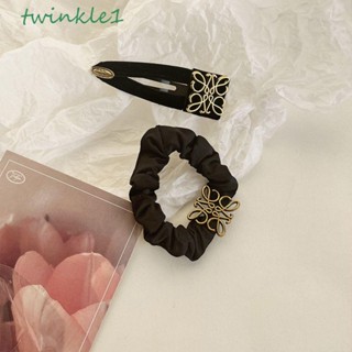 Twinkle1 ยางรัดผม ลายย้อนยุค สไตล์เกาหลี เรียบง่าย ของขวัญ เครื่องประดับผม ปาร์ตี้ ปิ่นปักผม