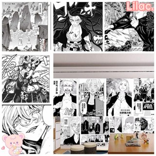 Lilac วอลเปเปอร์ติดผนัง ลายการ์ตูนอนิเมะ Demon Slayer Gojo Satoru ขนาด A4 สีขาว ดํา 40 ชิ้น