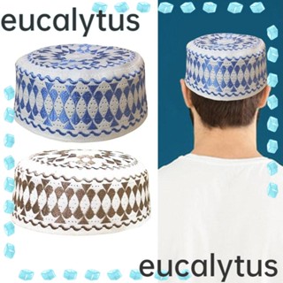 Eucalytus1 หมวกบีนนี่ถัก ปักลายหัวกะโหลก สไตล์มุสลิม สําหรับผู้ชาย 2 ชิ้น