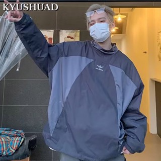 KYUSHUAD อารมณ์แฟชั่นผู้ชายเมืองเทรนด์ใหม่ทุกวันเสื้อสวมหัวญี่ปุ่นง่าย ๆ แมทช์กับแจ็คเก็ตทั้งหมด