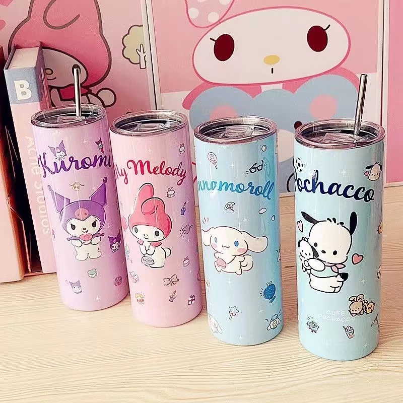 ถ้วยรถถ้วยสร้างสรรค์นมชาฟางถ้วย 700ml มีหลอดให้ ถ้วยกาแฟ 304แก้วสแตนเลสเก็บคว ถ้วยตรง
