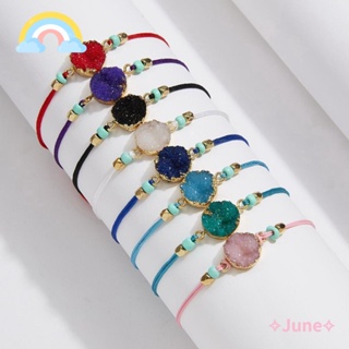 June สร้อยข้อมือ เชือกถัก เรซิน ปรับได้ เครื่องประดับแฟชั่น