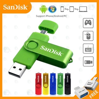 Sandisk OTG 2 Em 1 Micro USB Flash Drive 2.0 Gb 128GB 256GB 512GB 1TB 2TB Pendrive Para Android สมาร์ทโฟนแล็ปท็อป