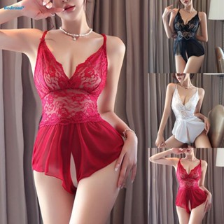 【HODRD】Lace Though Bodysuit Red White Crotchless Female Clothing Lace See Though【Fashion】