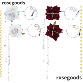 Rosegoods1 แว่นตาโลลิต้า แฮนด์เมด มุก คอสเพลย์ ปีกส่วนบุคคล ดอกไม้ เครื่องแต่งกาย แว่นตาผู้ใหญ่