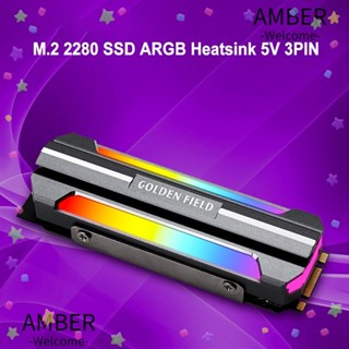 Amber ฮีทซิงค์ SSD อลูมิเนียม ARGB 5V 3PIN สําหรับหม้อน้ําคอมพิวเตอร์