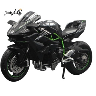 โมเดลรถจักรยานยนต์ 1:12 H2 R Diecast Alloy Model Toy Black Ninja H2R Motorbike Detachable Collection Black