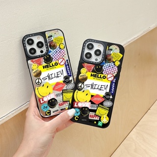 Casetify เคสโทรศัพท์มือถือ แบบนิ่ม กันกระแทก ลายหน้ายิ้ม สําหรับ iPhone 11 14 Pro Max 12 13 Mini Case X XR XS Max SE 2020 6 7 8 Plus