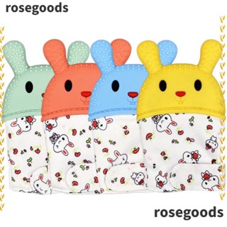 Rosegoods1 ถุงมือยางกัดซิลิโคน เกรดอาหาร เพื่อสุขภาพ สําหรับเด็กทารกแรกเกิด