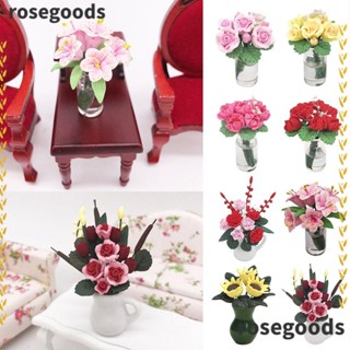 Rosegoods1 แจกันแก้วเซรามิค พร็อพถ่ายรูปจิ๋ว สําหรับตกแต่งบ้านตุ๊กตา