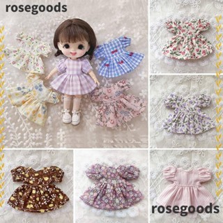 Rosegoods1 ชุดเดรสกระโปรง พิมพ์ลาย แฮนด์เมด สําหรับตุ๊กตา 1/11OB11