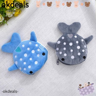 Okdeals กระเป๋าสตางค์ กระเป๋าใส่เหรียญ มีซิป ลายฉลาม สัตว์น่ารัก สําหรับผู้หญิง