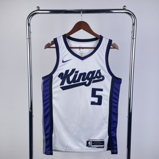 เสื้อกีฬาบาสเก็ตบอล ลายทีม Sacramento Kings เบอร์ 5 สีขาว ฤดูกาล 23-24 #0 เสื้อกล้าม เสื้อกีฬา แบบกด สําหรับผู้ชาย