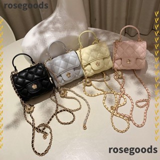 Rosegoods1 กระเป๋าสะพายข้าง สายโซ่ หรูหรา กระเป๋าสตางค์ลําลอง สีพื้น