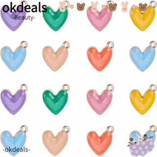 Okdeals จี้รูปหัวใจ สีชมพู สีขาว สีแดง สีดํา เครื่องประดับ จี้รูปหัวใจ แบบเคลือบ