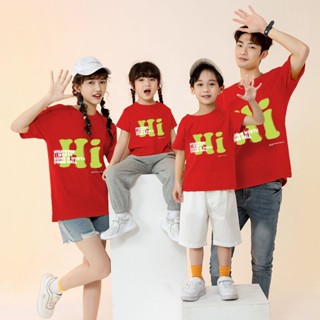 ✨👨‍👩‍👧‍👧เสื้อยืด ชุดครอบครัว แขนสั้นคอกลม ลายการ์ตูนสุดน่ารัก