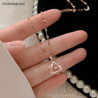 Shakangcool สร้อยคอโซ่ จี้รูปดาวหกแฉก ประดับพลอยเทียม สีทอง สไตล์เกาหลี เครื่องประดับ สําหรับผู้หญิง SGL