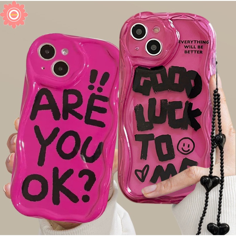 เคสโทรศัพท์มือถือนิ่ม ขอบโค้ง ลายตัวอักษร ดอกกุหลาบ สีแดง พร้อมสายคล้องมือ สําหรับ Oppo A5s A17 A57 A15 A7 A12 A16 A95 A54 A54s A92 A31 A1k A96 A9 A5 A3s A17k A16s A74 A16K A55 A16E A76 A52 A53
