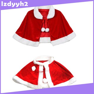 [LzdyyhacMY] เสื้อคลุม ผ้ากํามะหยี่ สีแดง พร้อมลูกบอล ผูกเชือก สําหรับคริสต์มาส