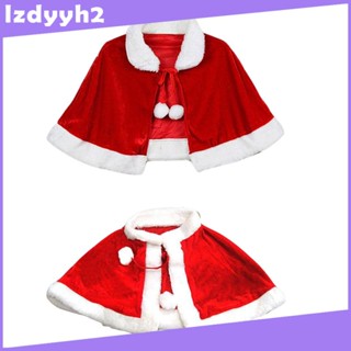 [LzdyyhacMY] เสื้อคลุม ผ้ากํามะหยี่ สีแดง พร้อมลูกบอล ผูกเชือก สําหรับคริสต์มาส