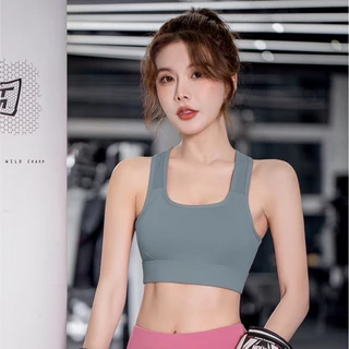 สปอร์ตบราสำหรับออกกำลังกาย ดีไซน์เว้าหลัง มีฟองน้ำในตัว ผ้าหนา ใส่กระชับ ยืดหยุ่นได้ดี