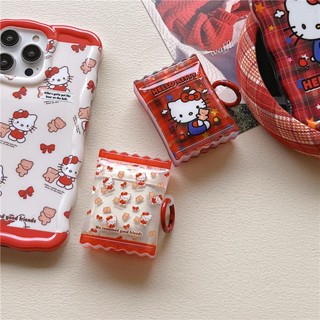 เคสหูฟังบลูทูธไร้สาย แบบนิ่ม ลายการ์ตูนแมว สีแดง สําหรับ Airpods 1 2 PRO 3