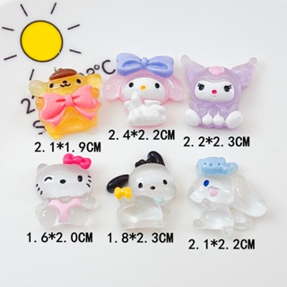 [2 #] Jibbitz Crocs กิ๊บติดผม แบบใส ลาย Sanrio Kuromi Melody Pudding Dog Running Cinnamon Dog อุปกรณ์เสริม สําหรับรองเท้า QP