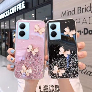 ใหม่ เคสโทรศัพท์มือถือแบบนิ่ม ใส ประดับเลื่อม คริสตัล ผีเสื้อ ระยิบระยับ สําหรับ VIVO Y27 Y36 Y78 Y02T Y02A 5G 4G 2023 Y27 VIVOY36 VIVOY78