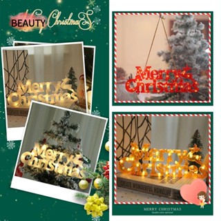 Beauty สายไฟ รูปตัวอักษร Merry Christmas สีขาวอบอุ่น สําหรับแขวนตกแต่งต้นคริสต์มาส ในร่ม และกลางแจ้ง