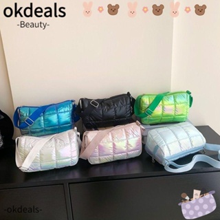 Okdeals กระเป๋าสะพายไหล่ ผ้าฝ้าย น้ําหนักเบา สีพื้น แฟชั่นสําหรับผู้หญิง