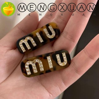 Mengxuan กิ๊บติดผม รูปตัวอักษร MIU ประดับเพชร สีเหลืองอําพัน น่ารัก เหมาะกับฤดูใบไม้ผลิ สําหรับผู้หญิง