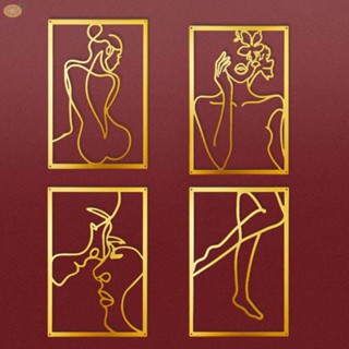 【VARSTR】Wall Decoration 1pcs Art Female Lines Golden Metal Very Resistant To Dirt